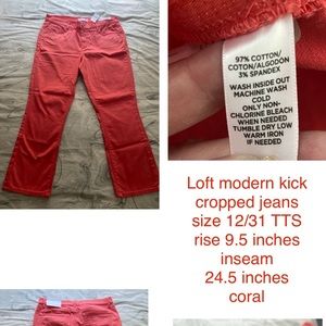 Loft modern kick crop jeans size 12/31 TTS